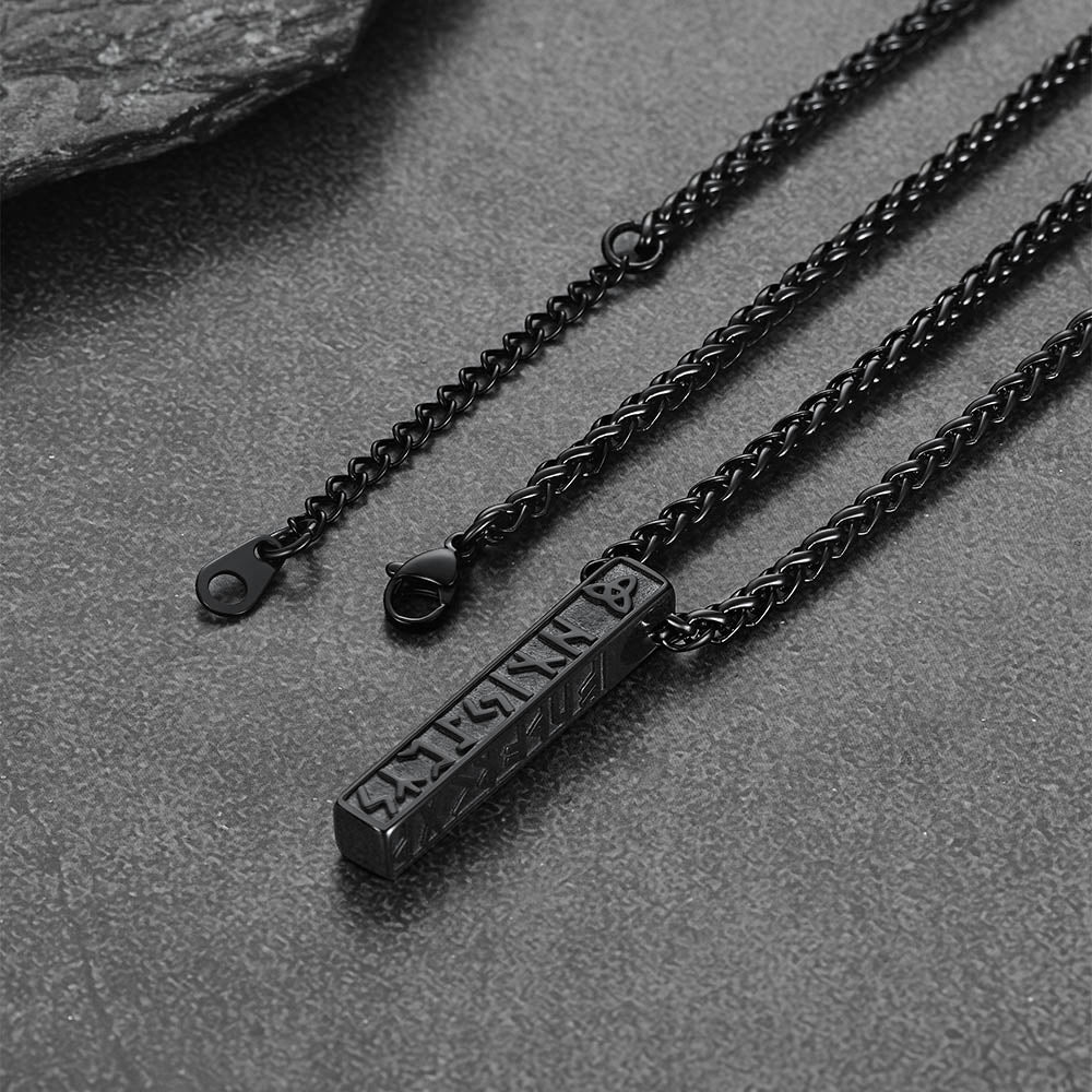 Cuban Chain & Viking Runes Bar Layered Necklaces Set for