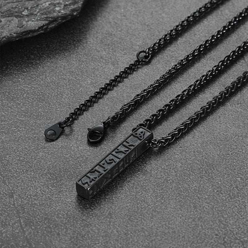Cuban Chain & Viking Runes Bar Layered Necklaces Set for