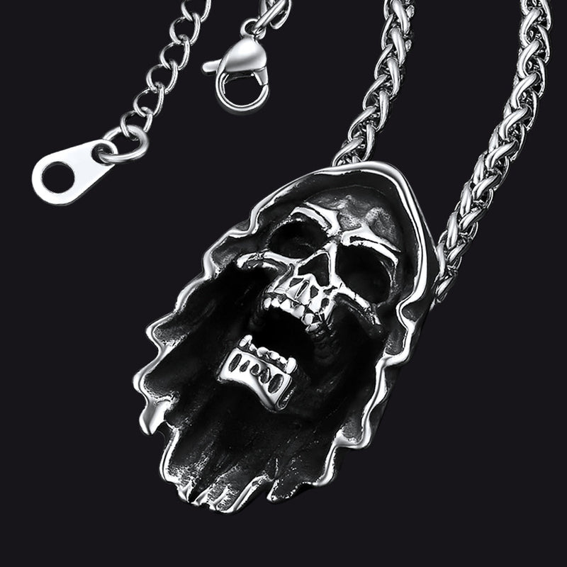 Grim Reaper Skull Pendant Necklace for