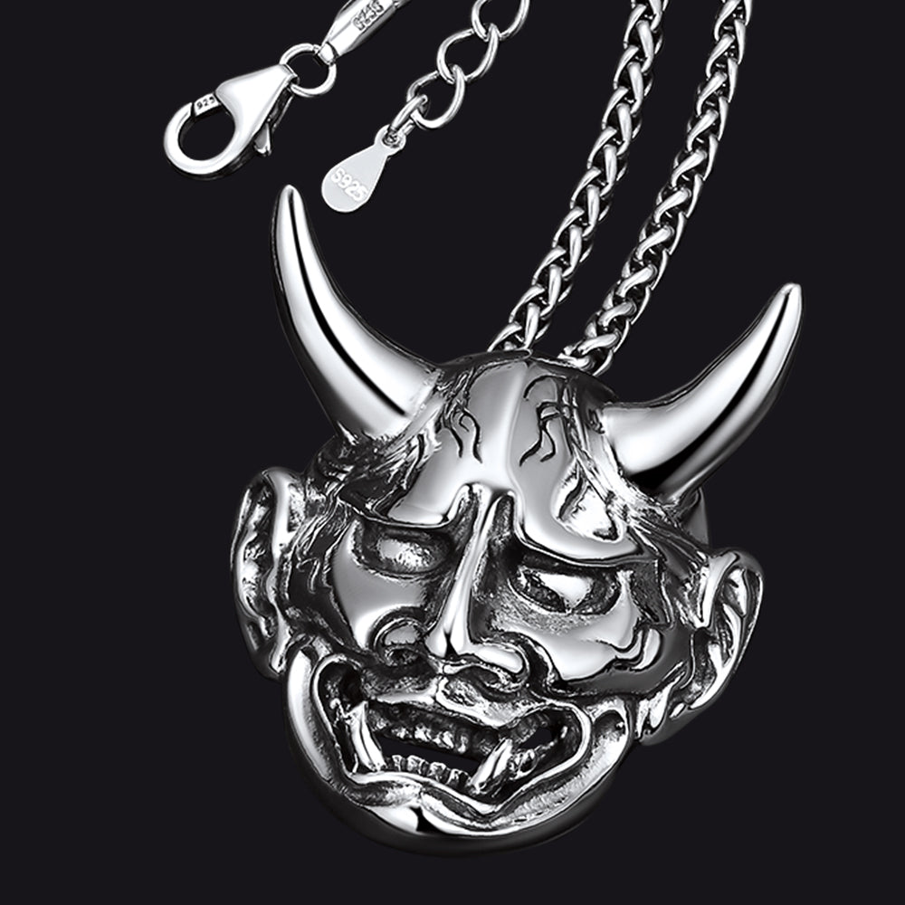 Faithheart Demon Hannya Mask Pendant Necklace for