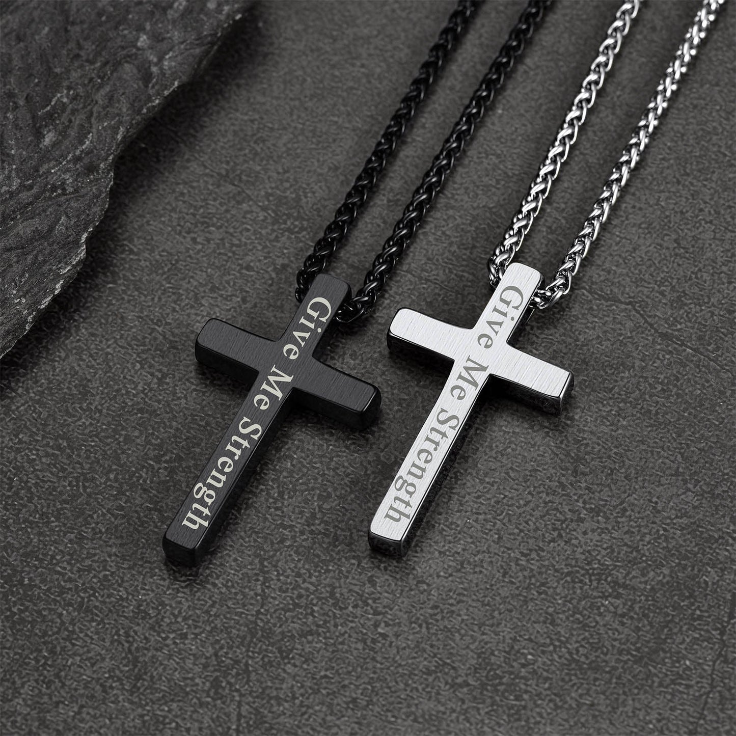 Christian Engraved Plain Cross Necklace Pendant for