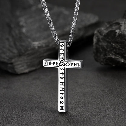 Viking Rune Cross Pendant Necklace for