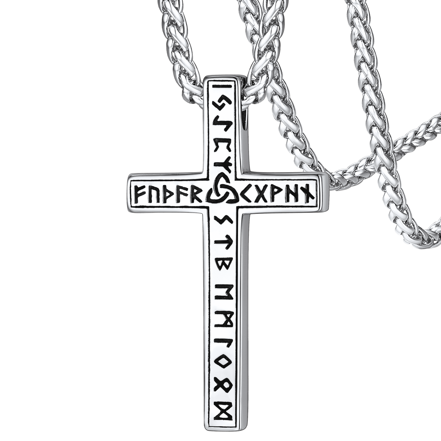 Viking Rune Cross Pendant Necklace for
