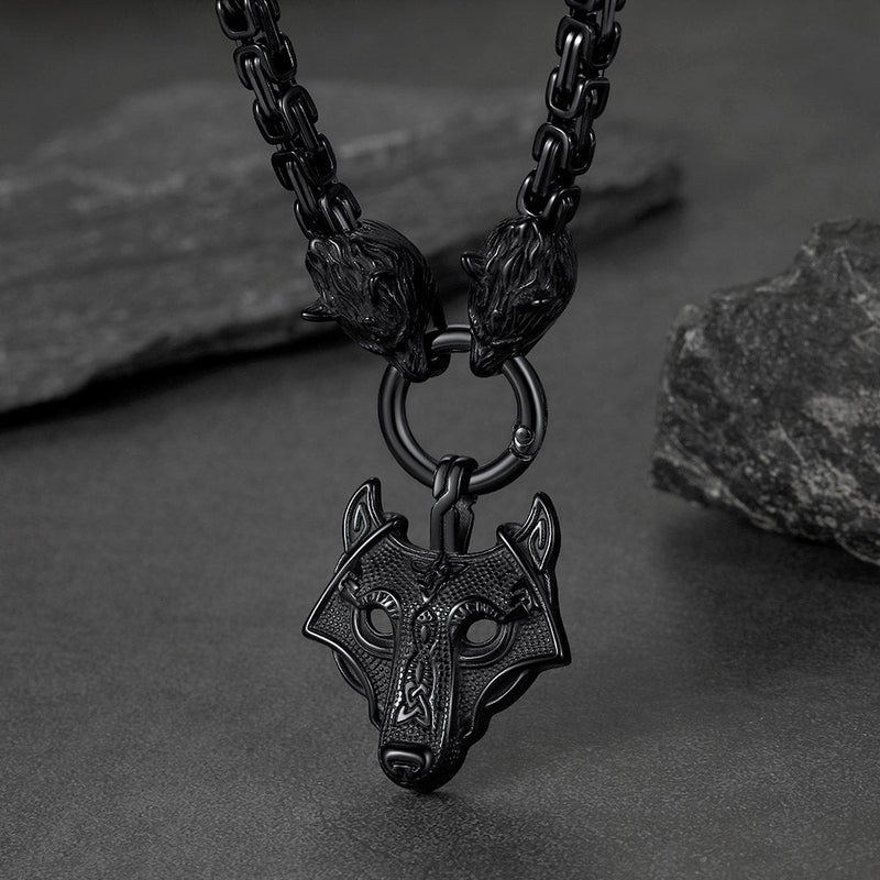 Viking Wolf Head Kings Chain & Fenrir Pendant Necklace