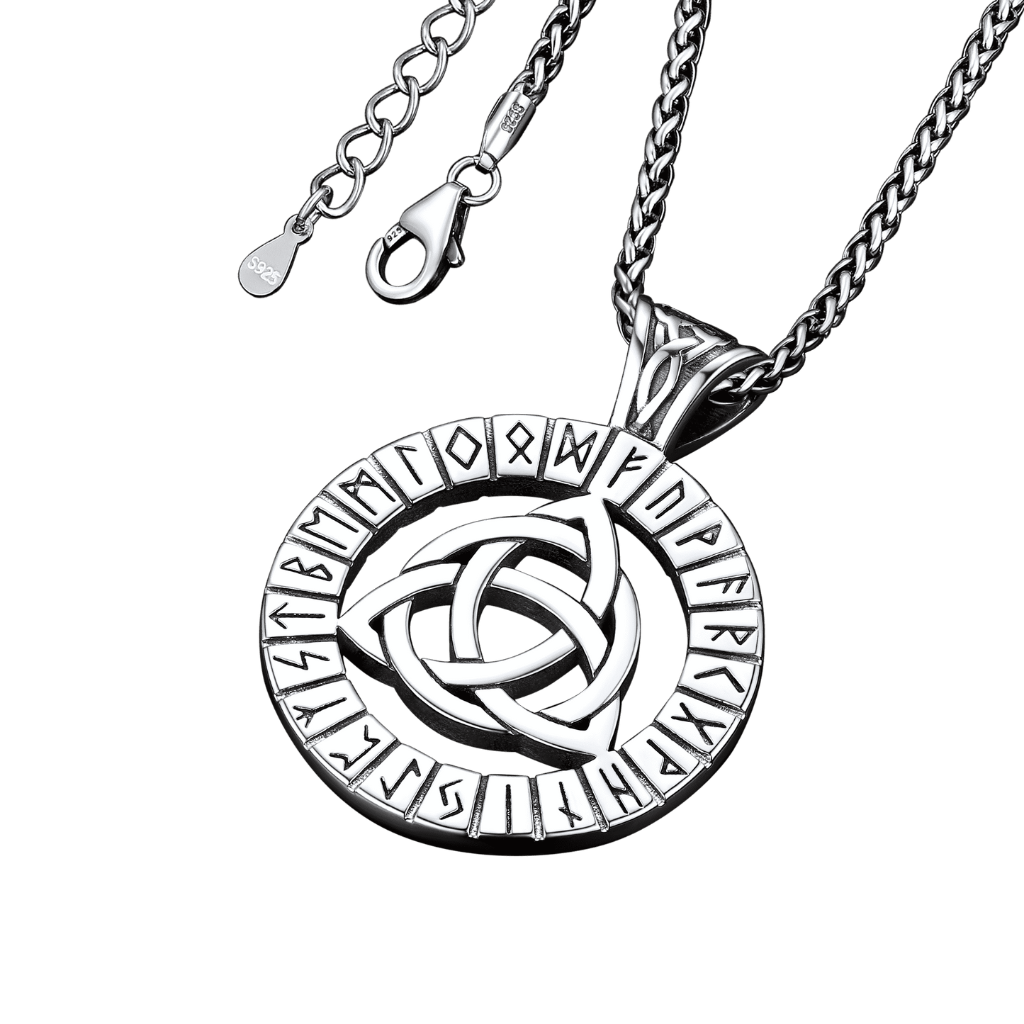 Celtic Knot Necklace With Viking Runes for