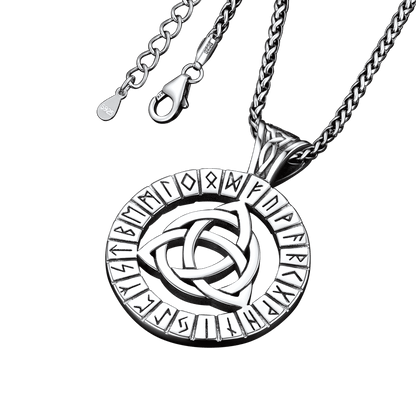 Celtic Knot Necklace With Viking Runes for