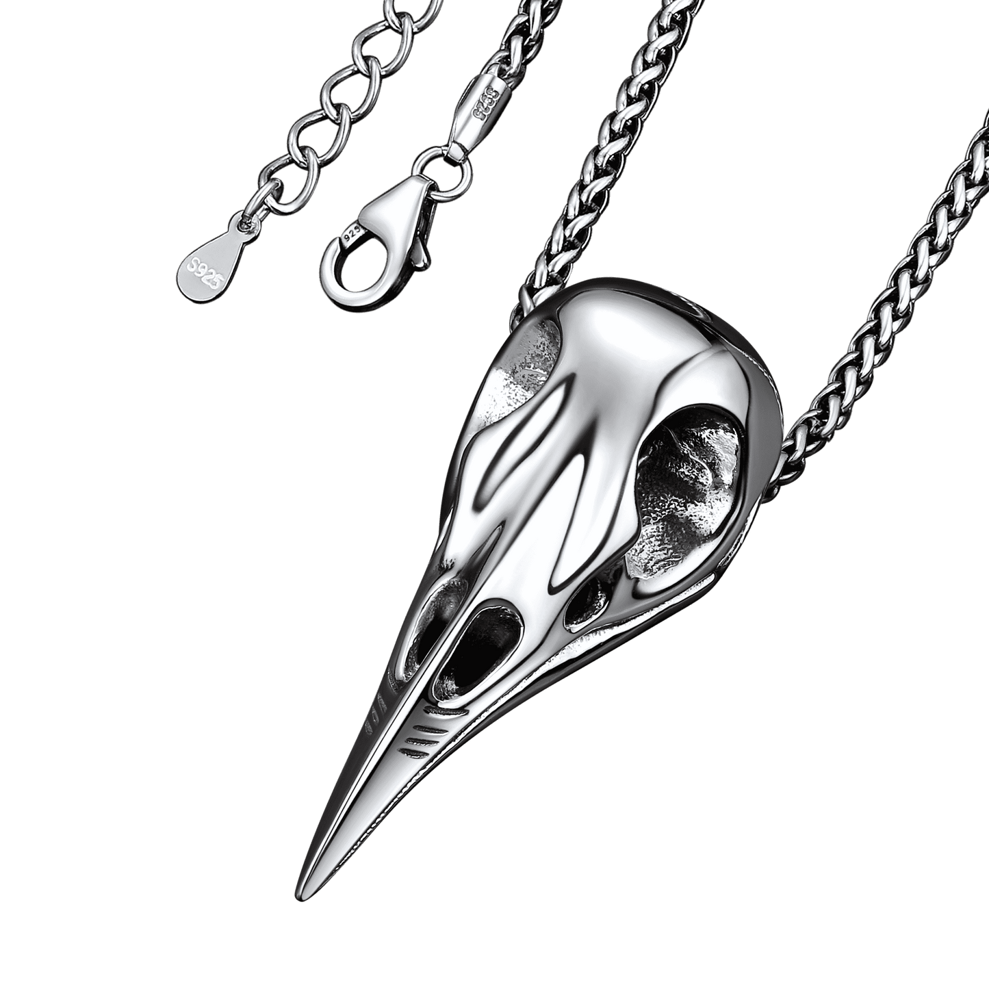 Viking Raven Skull Necklace for