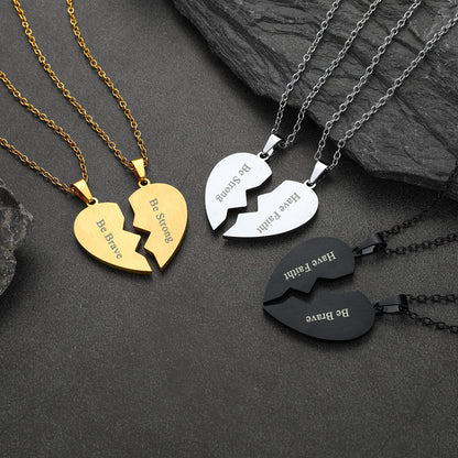 Couple Customized Picture Heart Puzzle Matching Necklace, Gift for Friends & Mom