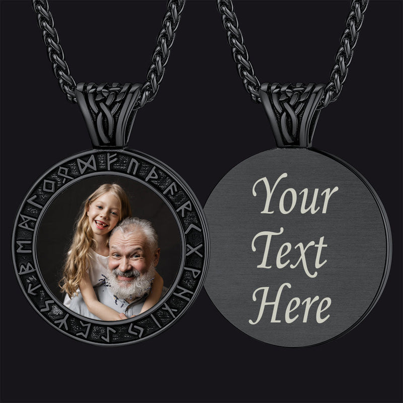 Customized Picture Necklace With Viking Rune for