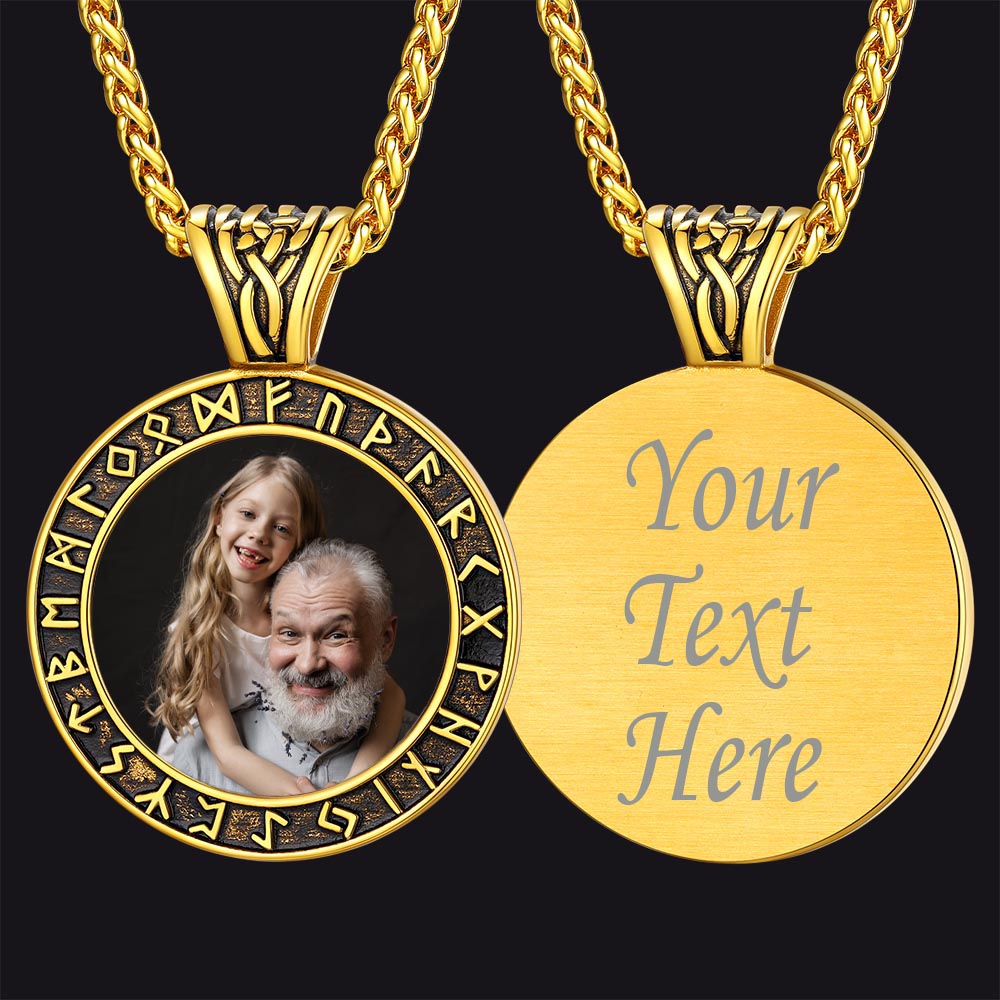 Customized Picture Necklace With Viking Rune for