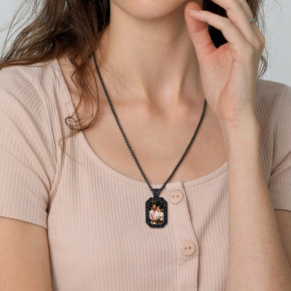Engraved Customized Photo Dog Tag Necklace With Viking Runes for