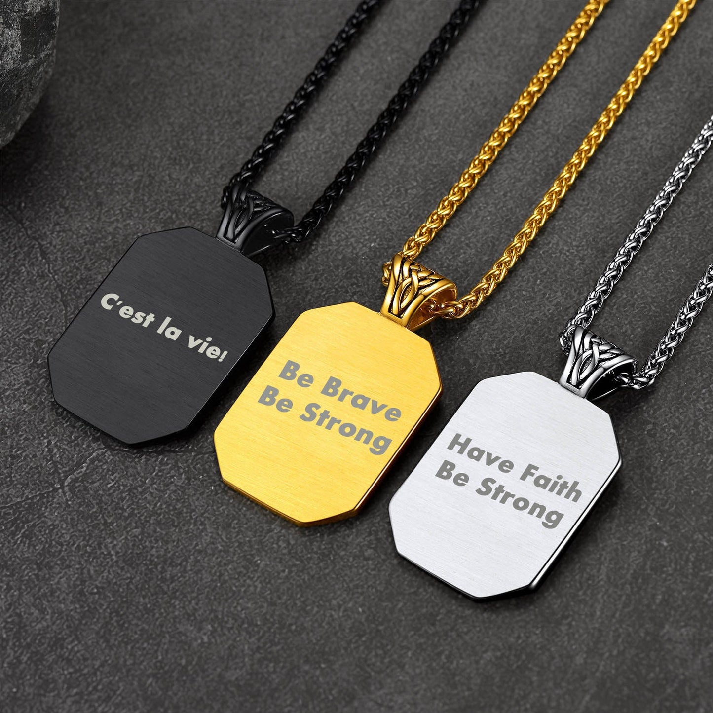 Engraved Customized Photo Dog Tag Necklace With Viking Runes for