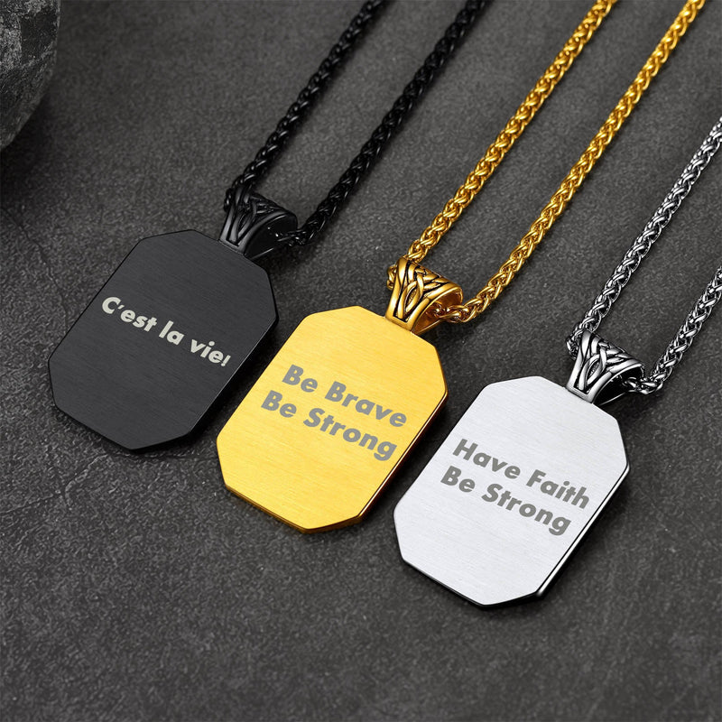 Engraved Customized Photo Dog Tag Necklace With Viking Runes for
