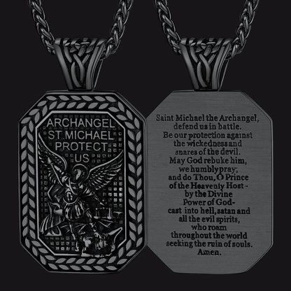 Archangel Saint Michael Dog Tag Pendant Necklace for