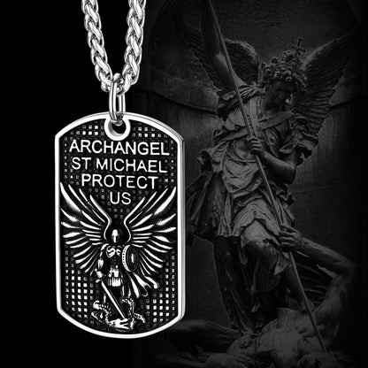 Catholic Archangel Saint Michael Dog Tag Necklace for