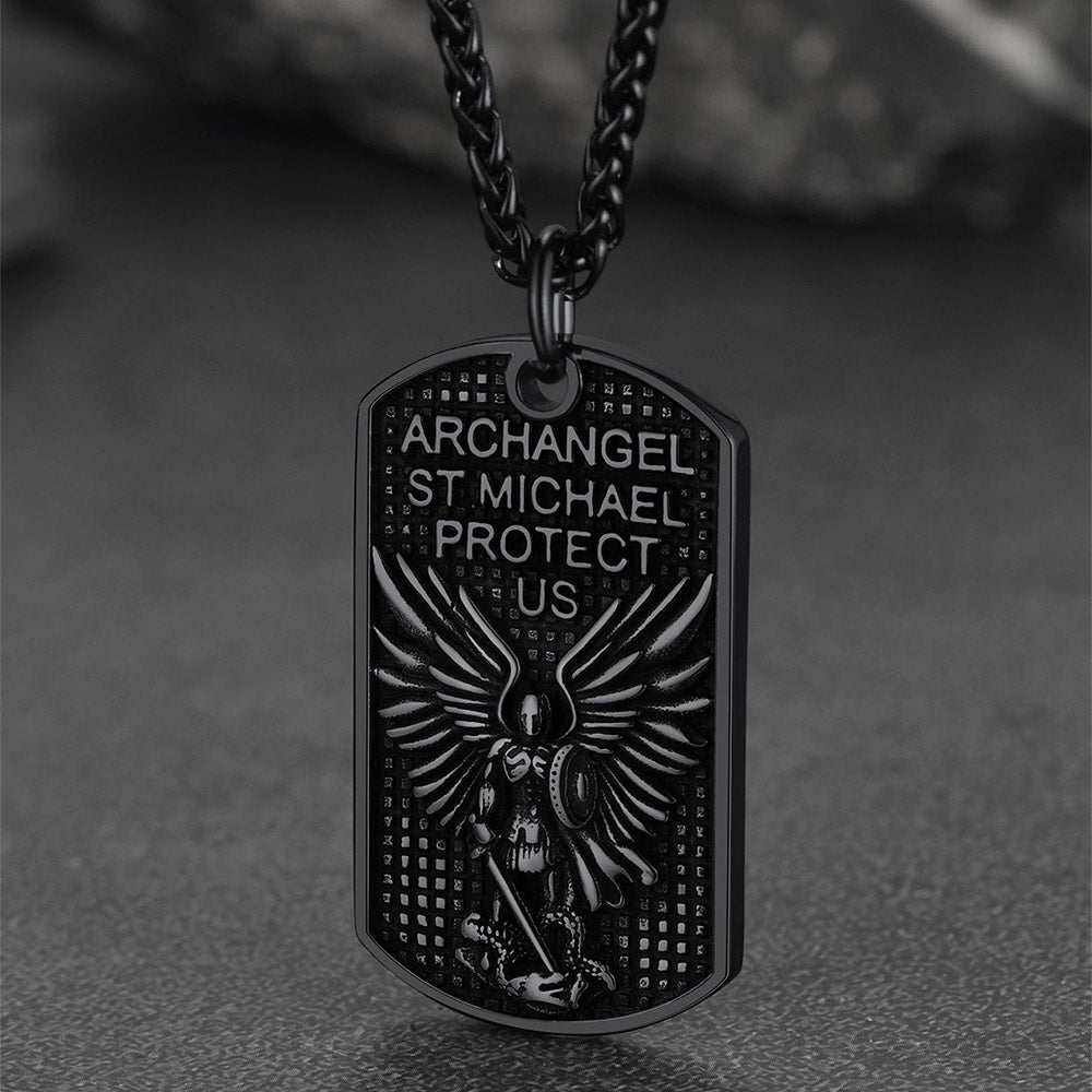 Catholic Archangel Saint Michael Dog Tag Necklace for
