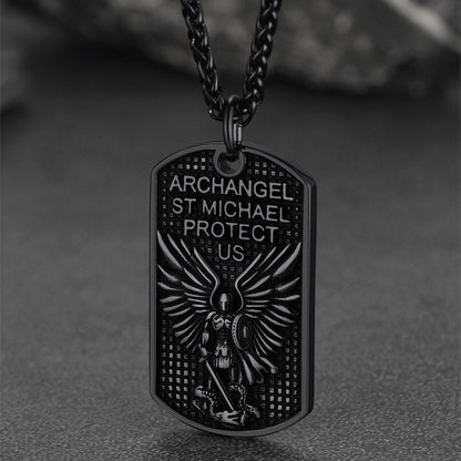 Catholic Archangel Saint Michael Dog Tag Necklace for