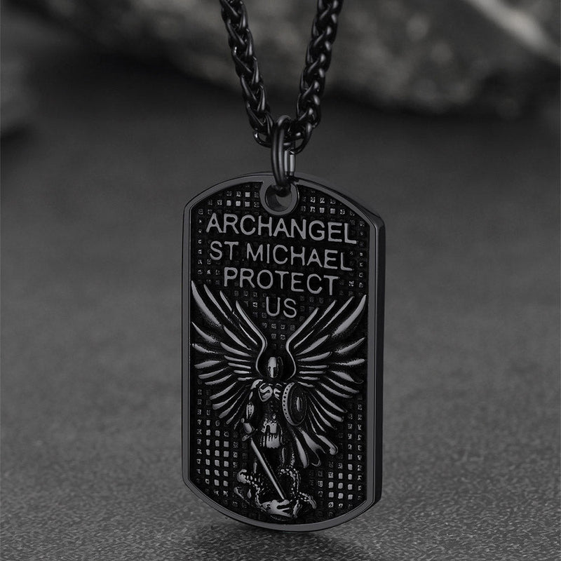 Catholic Archangel Saint Michael Dog Tag Necklace for