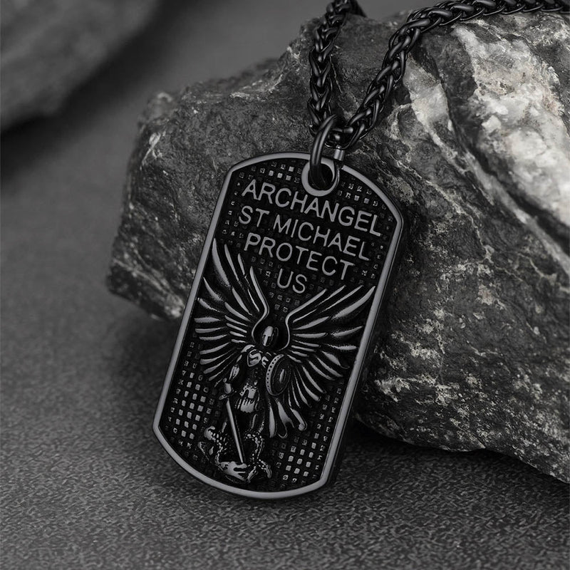 Catholic Archangel Saint Michael Dog Tag Necklace for