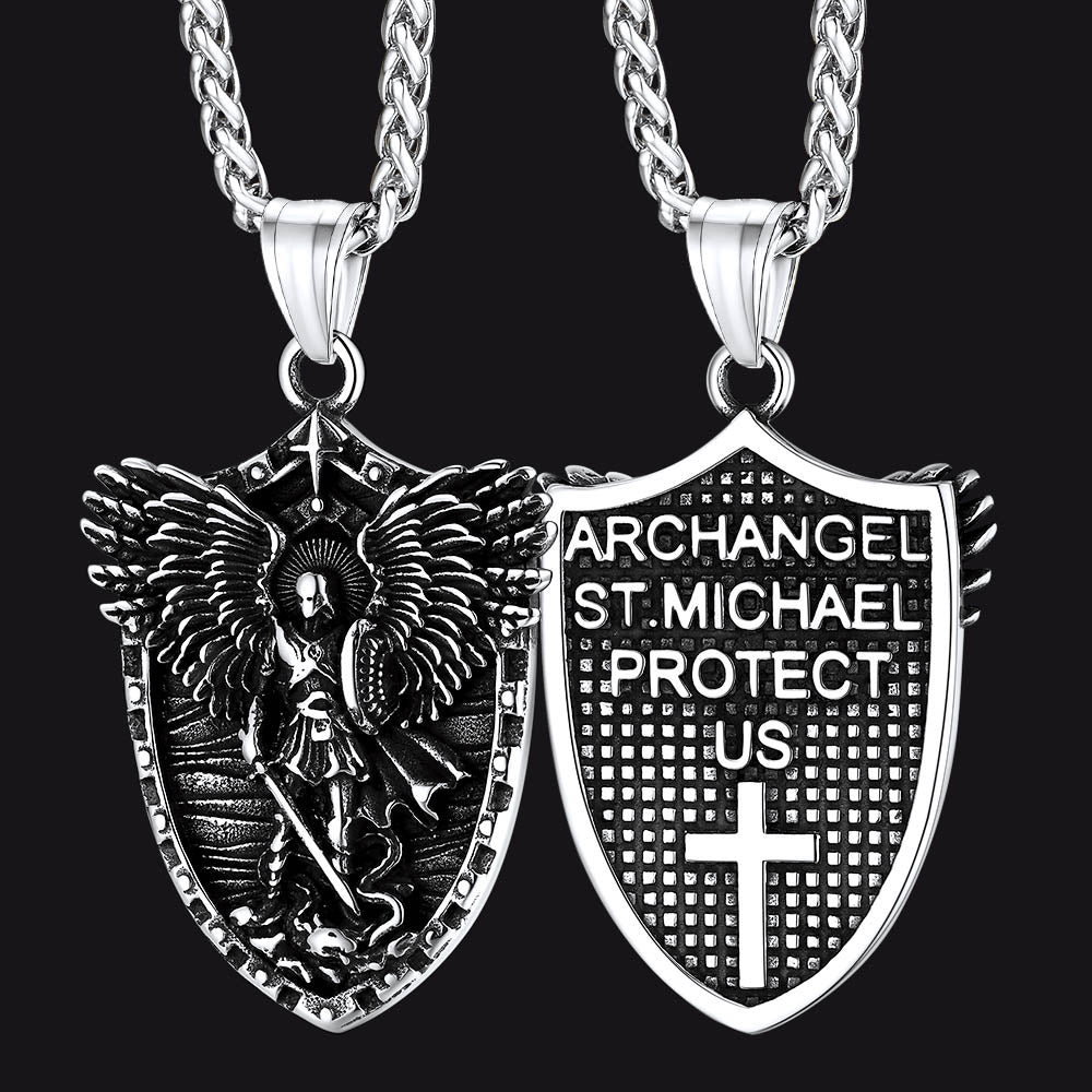 Oval Archangel Saint Michael Necklace Medal