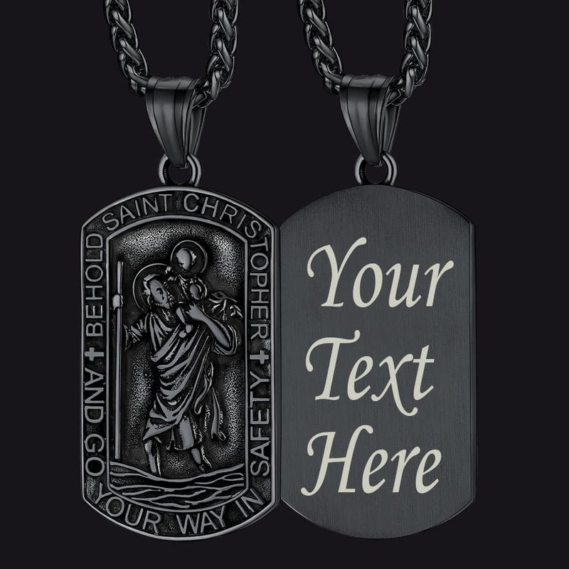 Engraved Saint Christopher Dog Tag Necklace for