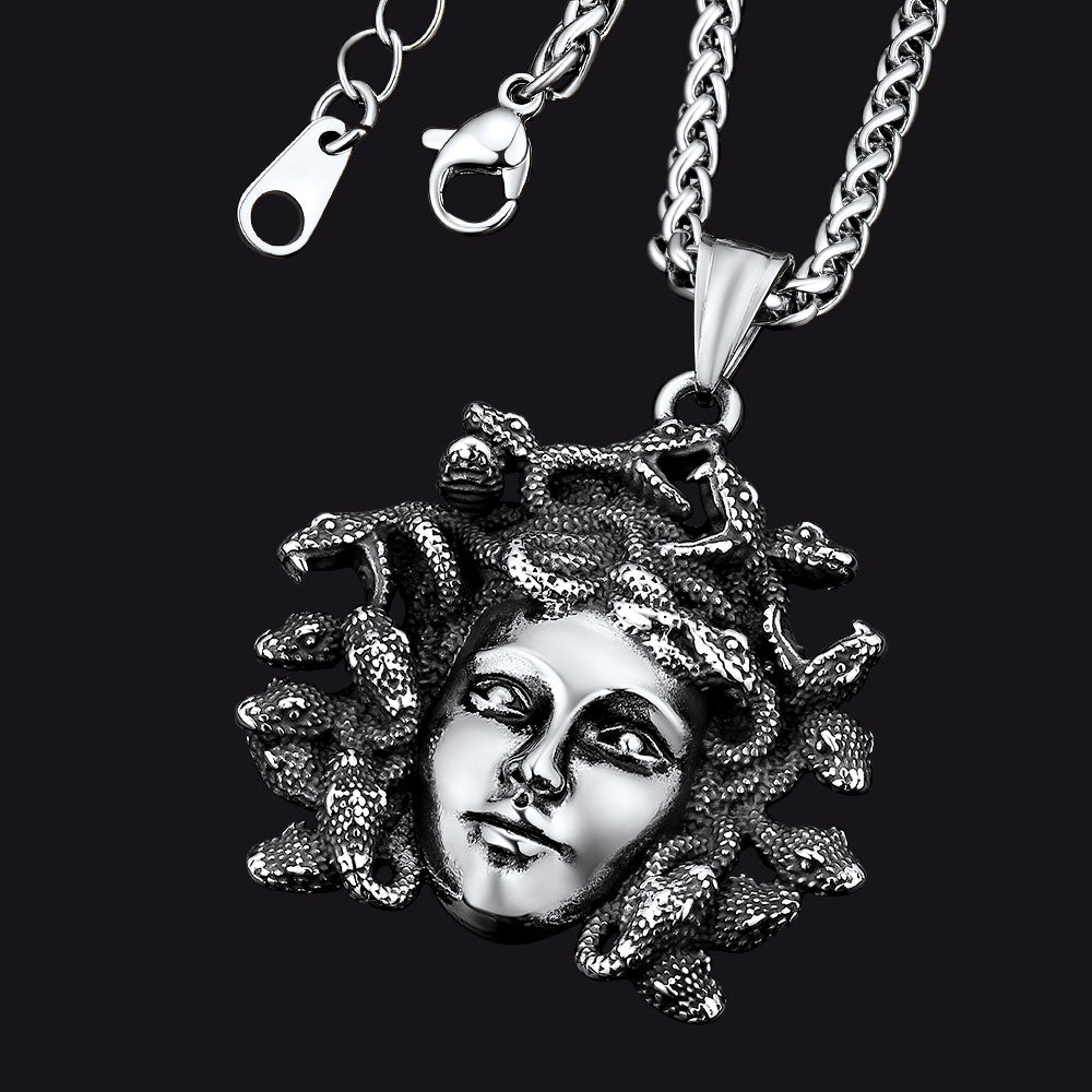 Medusa Necklace Amulet Pendant for