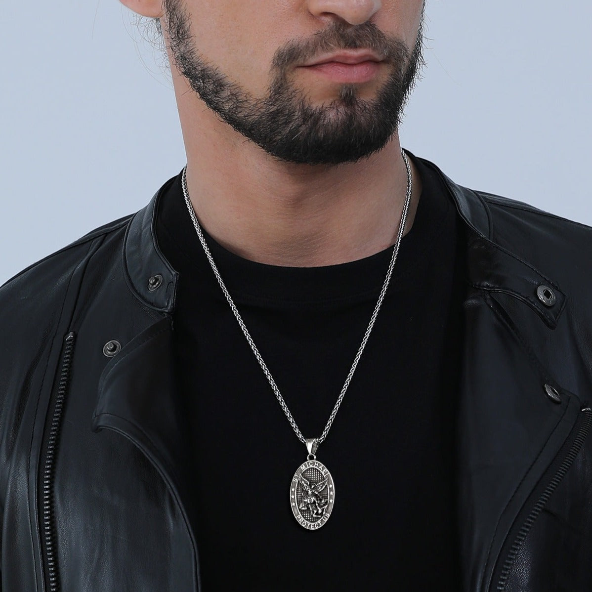 Oval Archangel Saint Michael Necklace Medal