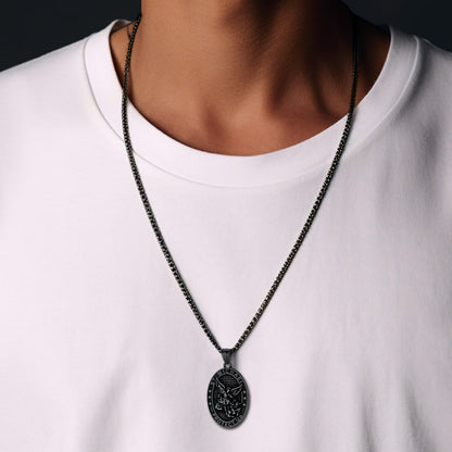 Oval Archangel Saint Michael Necklace Medal