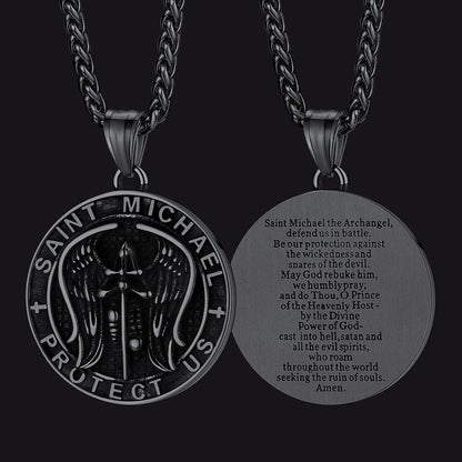 Oval Archangel Saint Michael Necklace Medal