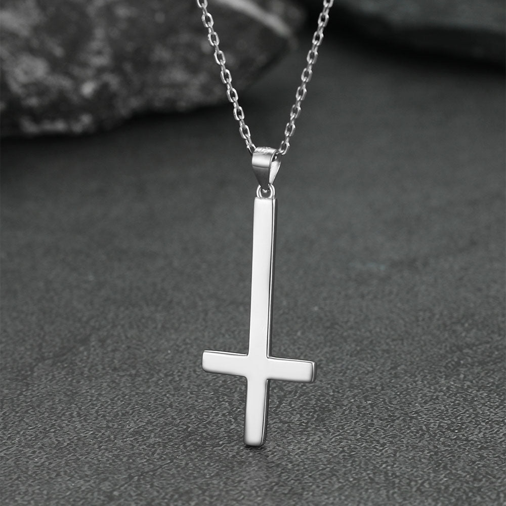 Sterling Silver Inverted Cross Necklace for