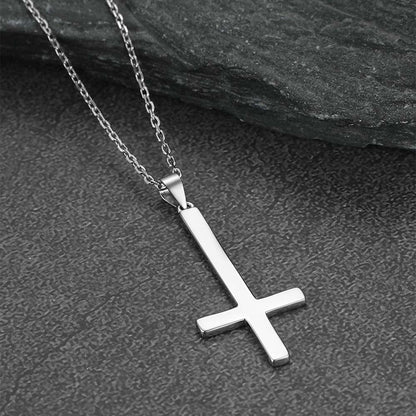Sterling Silver Inverted Cross Necklace for