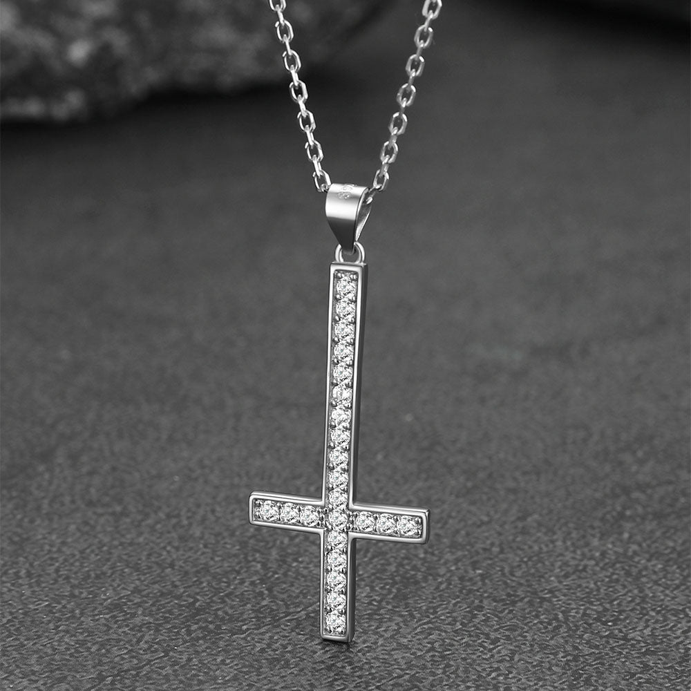 Sterling Silver Inverted Cross Necklace for
