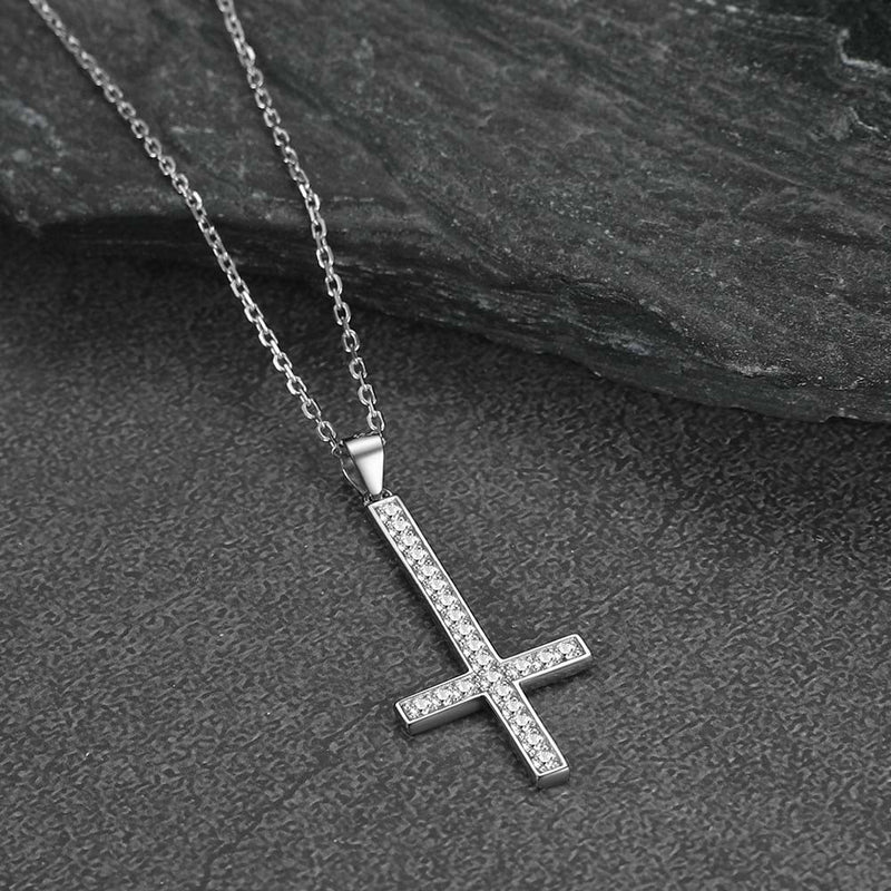 Sterling Silver Inverted Cross Necklace for