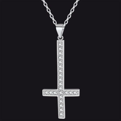 Sterling Silver Inverted Cross Necklace for