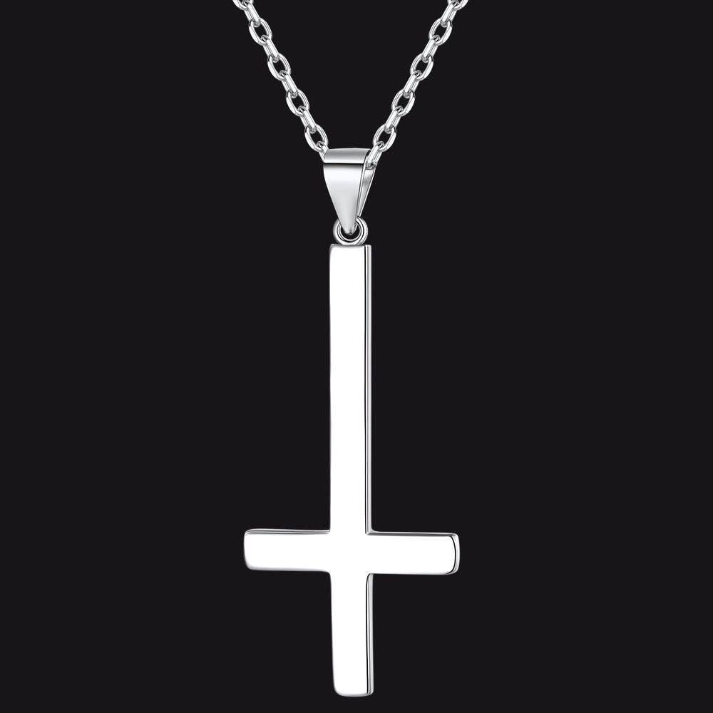 Sterling Silver Inverted Cross Necklace for