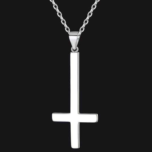 Sterling Silver Inverted Cross Necklace for