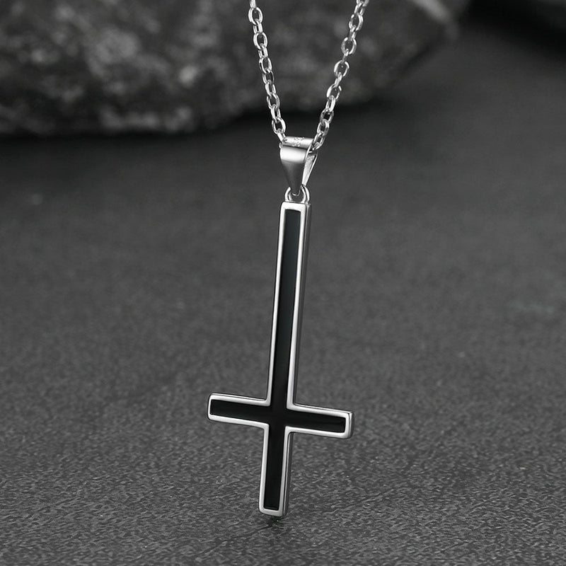Sterling Silver Inverted Cross Necklace for