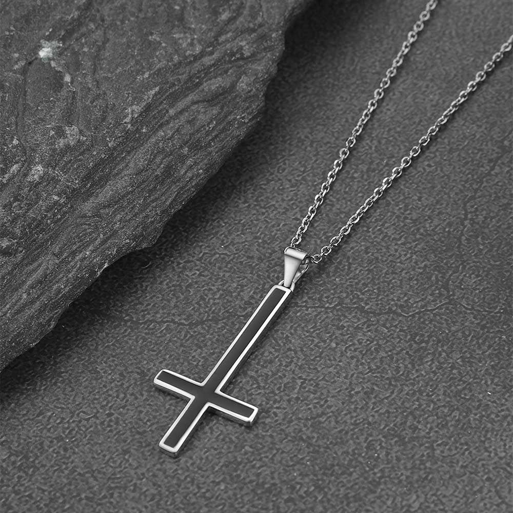 Sterling Silver Inverted Cross Necklace for