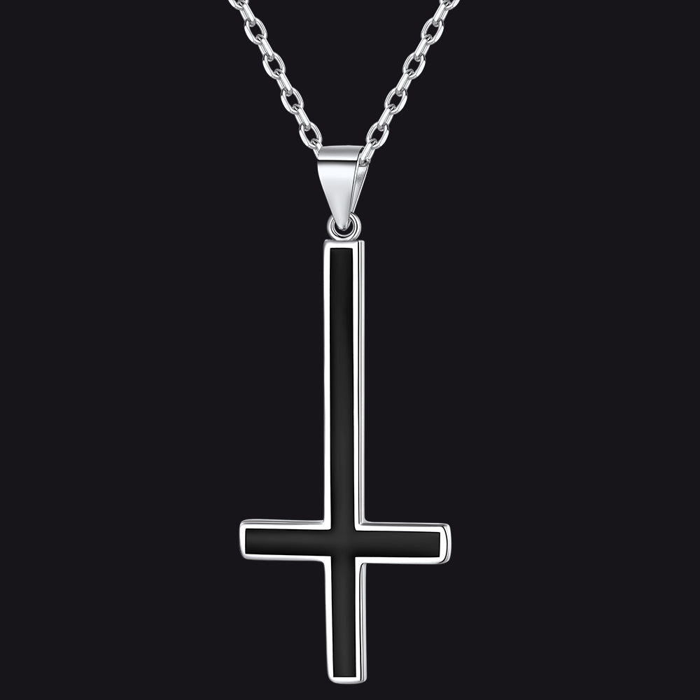 Sterling Silver Inverted Cross Necklace for