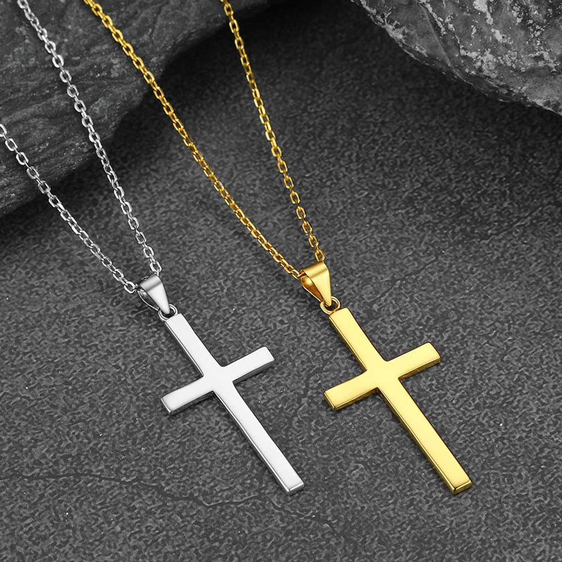 S925 Silver Simple Cross Necklace With Rolo Chain 18 Inch for /