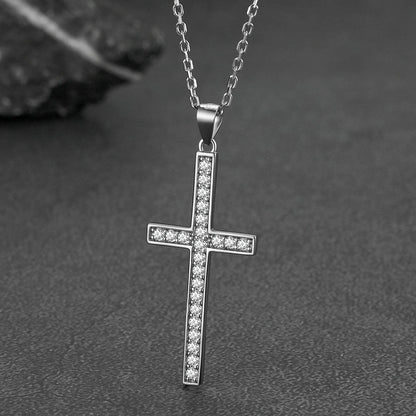 Sterling Silver Zirconia Cross Necklace for