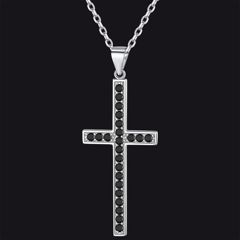 Sterling Silver Zirconia Cross Necklace for