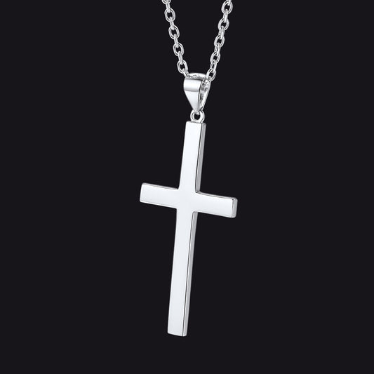 S925 Silver Simple Cross Necklace With Rolo Chain 18 Inch for /