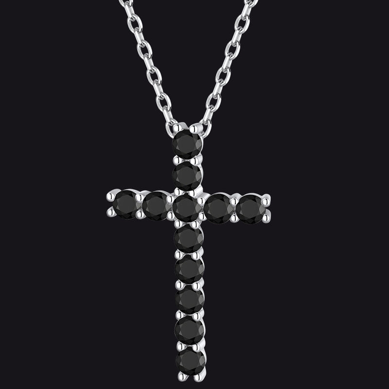 Sterling Silver Diamond Cross Necklace Crucifix Pendant Necklace for