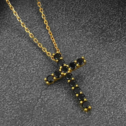 Sterling Silver Diamond Cross Necklace Crucifix Pendant Necklace for