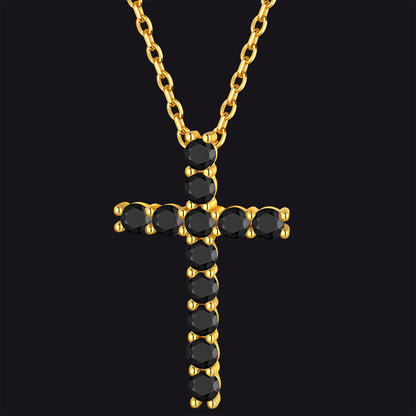 Sterling Silver Diamond Cross Necklace Crucifix Pendant Necklace for