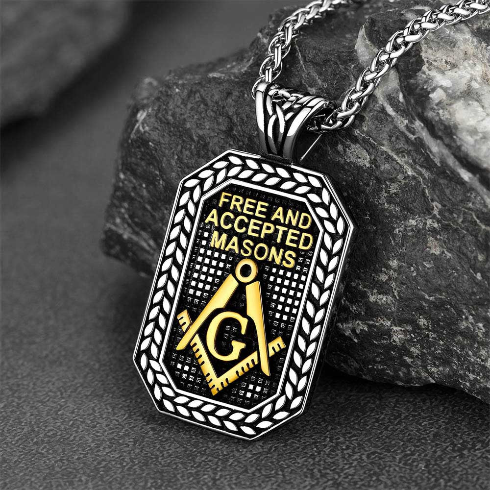 Engraved Freemason Masonic Dog Tag Necklace for