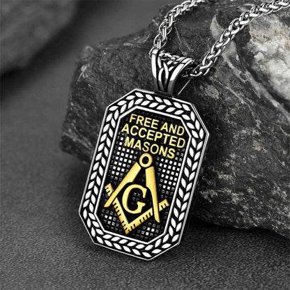 Engraved Freemason Masonic Dog Tag Necklace for