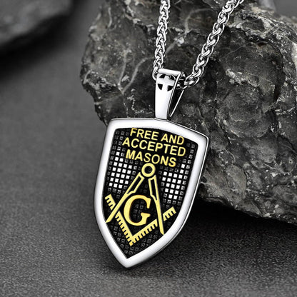 Custom Masonic Shield Pendant Necklace for