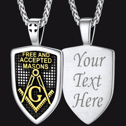 Custom Masonic Shield Pendant Necklace for